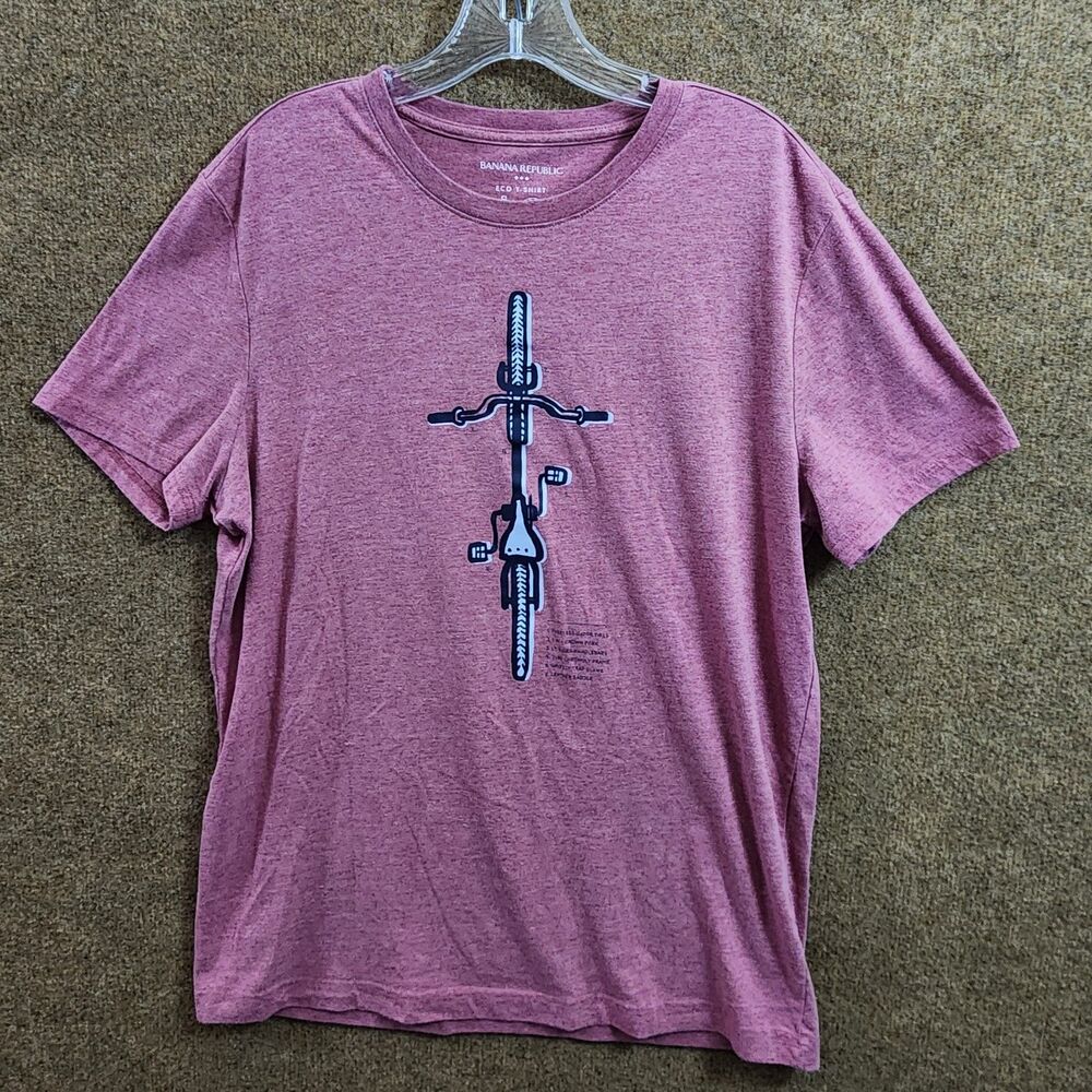 Banana Republic Eco T-Shirt Men Large Bicycle Graphic Short Sleeve 60/40 Pink